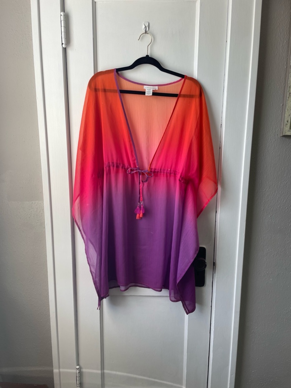 BLEU ROD BEATTIE Women’s Ombre Swim Cover-Up Tunic - Pink Orange Purple L $30